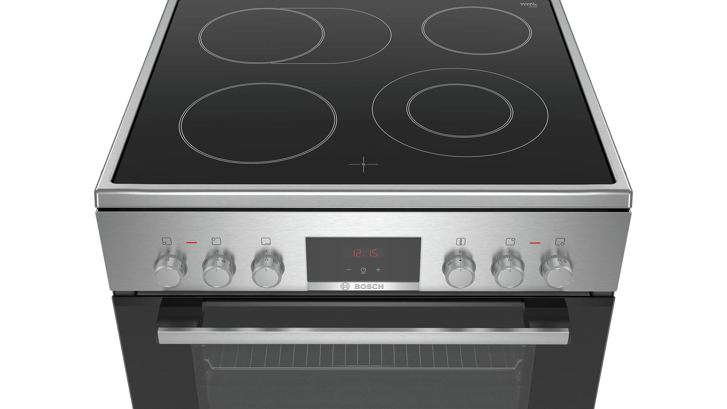Bosch Serie 4 HKR39C250 fornuis Vrijstaand fornuis Electrisch Keramisch Zwart, Grijs