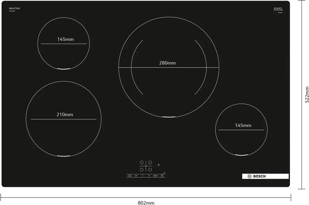 Bosch Serie 4 PIE811BB5E kookplaat Zwart Aanrecht 80 cm Inductiekookplaat zones 4 zone(s)