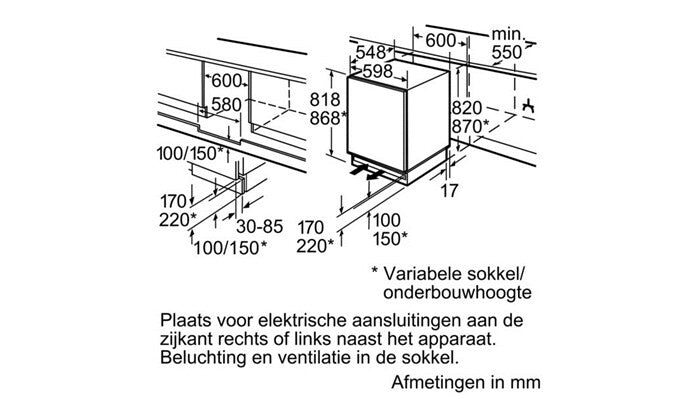 Siemens GU15DA50 diepvriezer Vrieskast Ingebouwd 98 l Wit