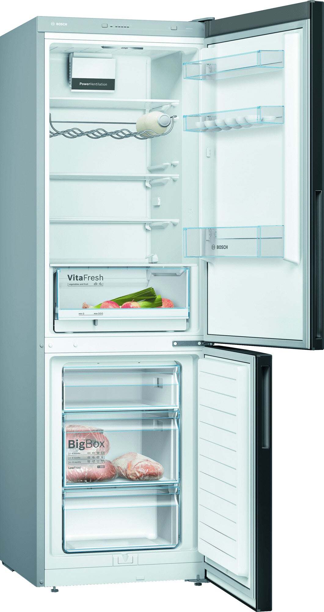 Bosch Serie 4 KGV36VBEAS koel-vriescombinatie Vrijstaand 308 l Zwart