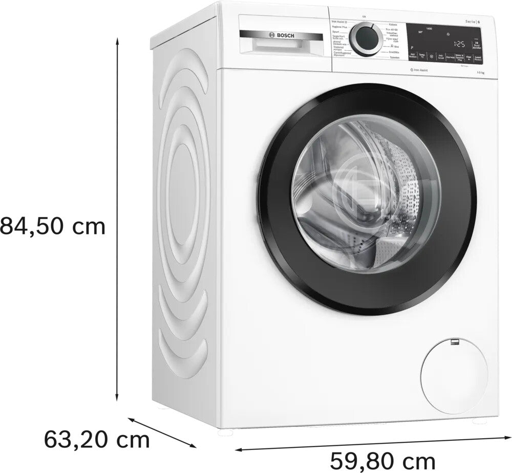 Bosch Serie 6 , Wasmachine, voorlader, 9 kg, 1400 rpm, WGG244ZANL