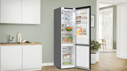 Bosch Serie 4 KGN39EXCF koel-vriescombinatie Vrijstaand 363 l Zwart, Roestvrijstaal