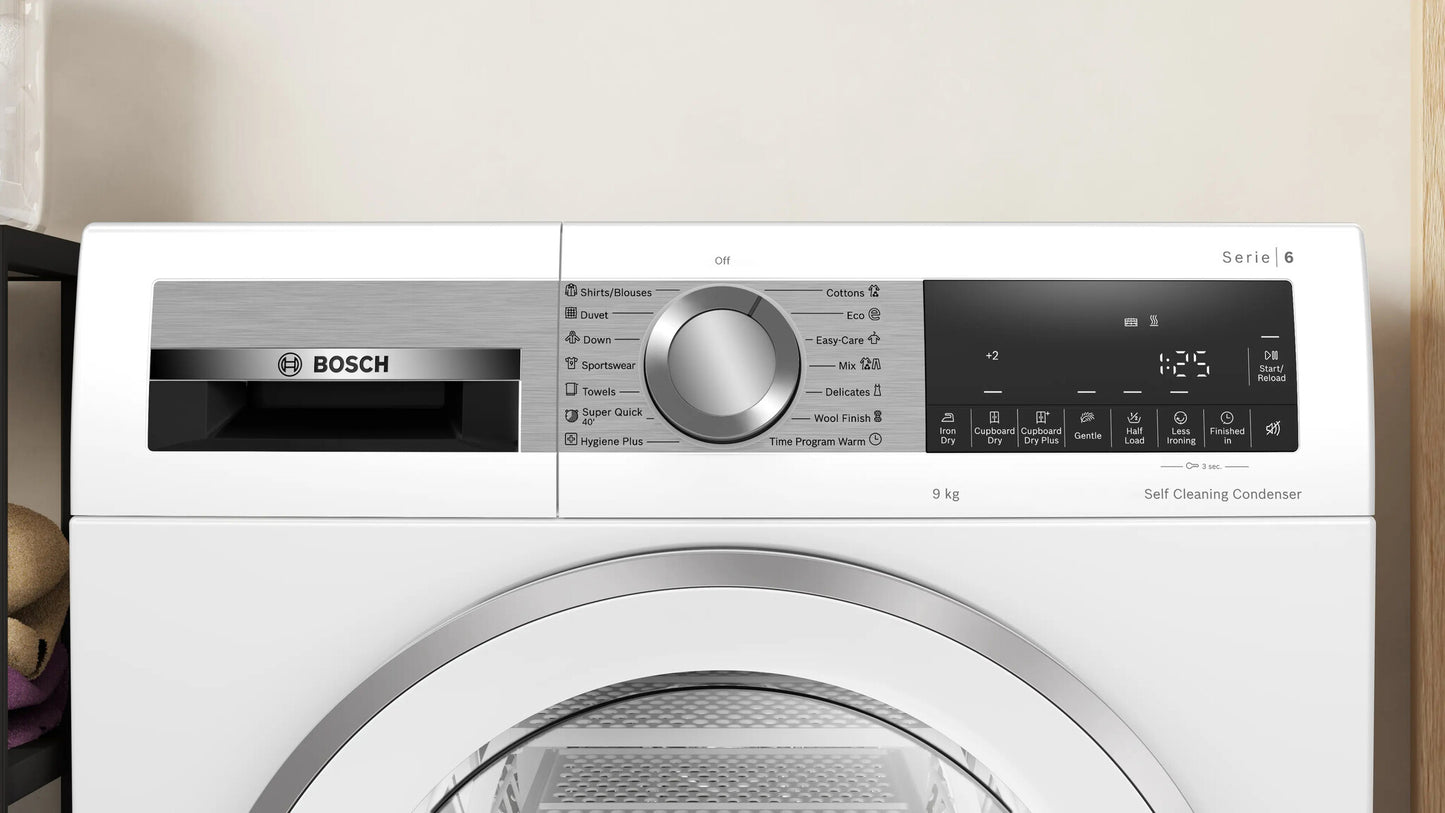 Bosch Serie 6 WQG243DENL wasdroger Vrijstaand Voorlader 9 kg Wit