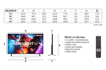 Philips 75MLED910/12 tv 190,5 cm (75") 4K Ultra HD Smart TV Wifi Zwart