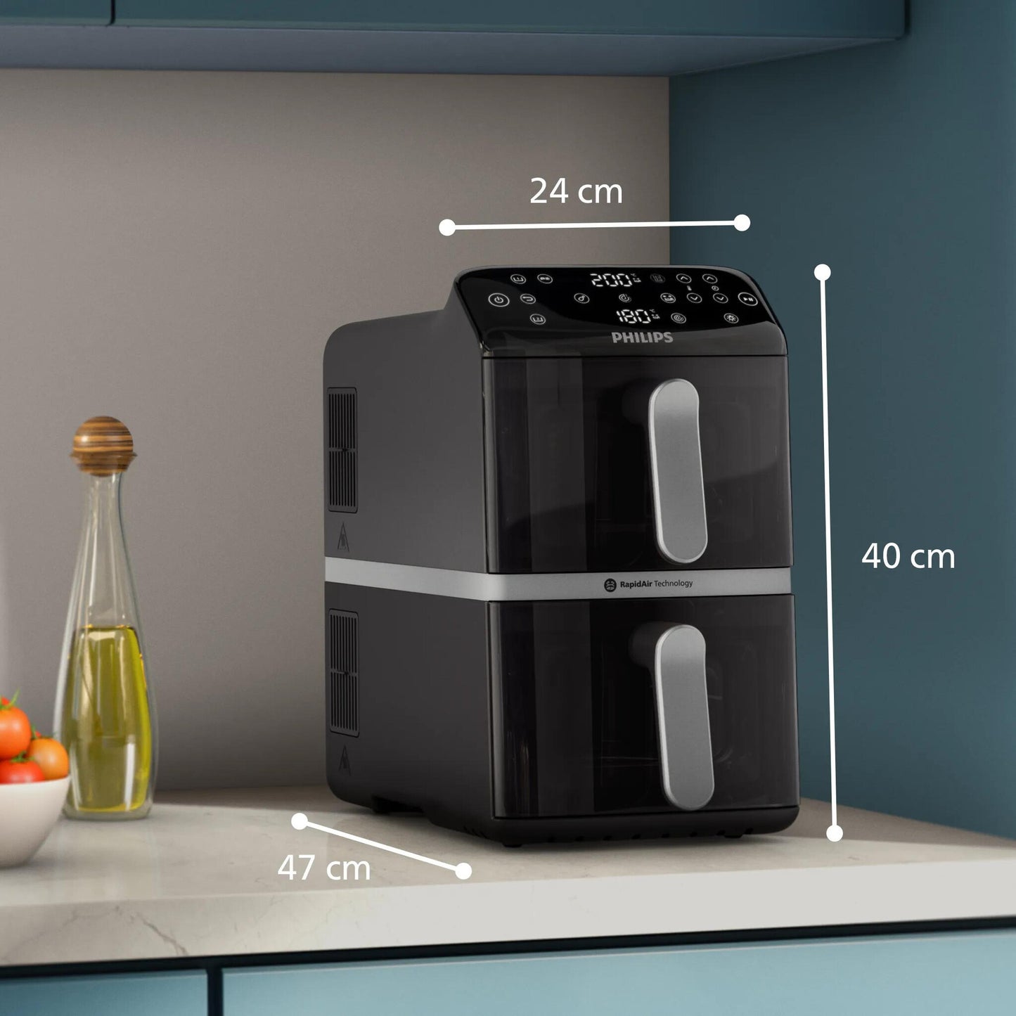 Philips 4000 series Gestapelde Airfryer met twee manden uit de 4000-serie
