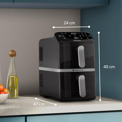 Philips 4000 series Gestapelde Airfryer met twee manden uit de 4000-serie