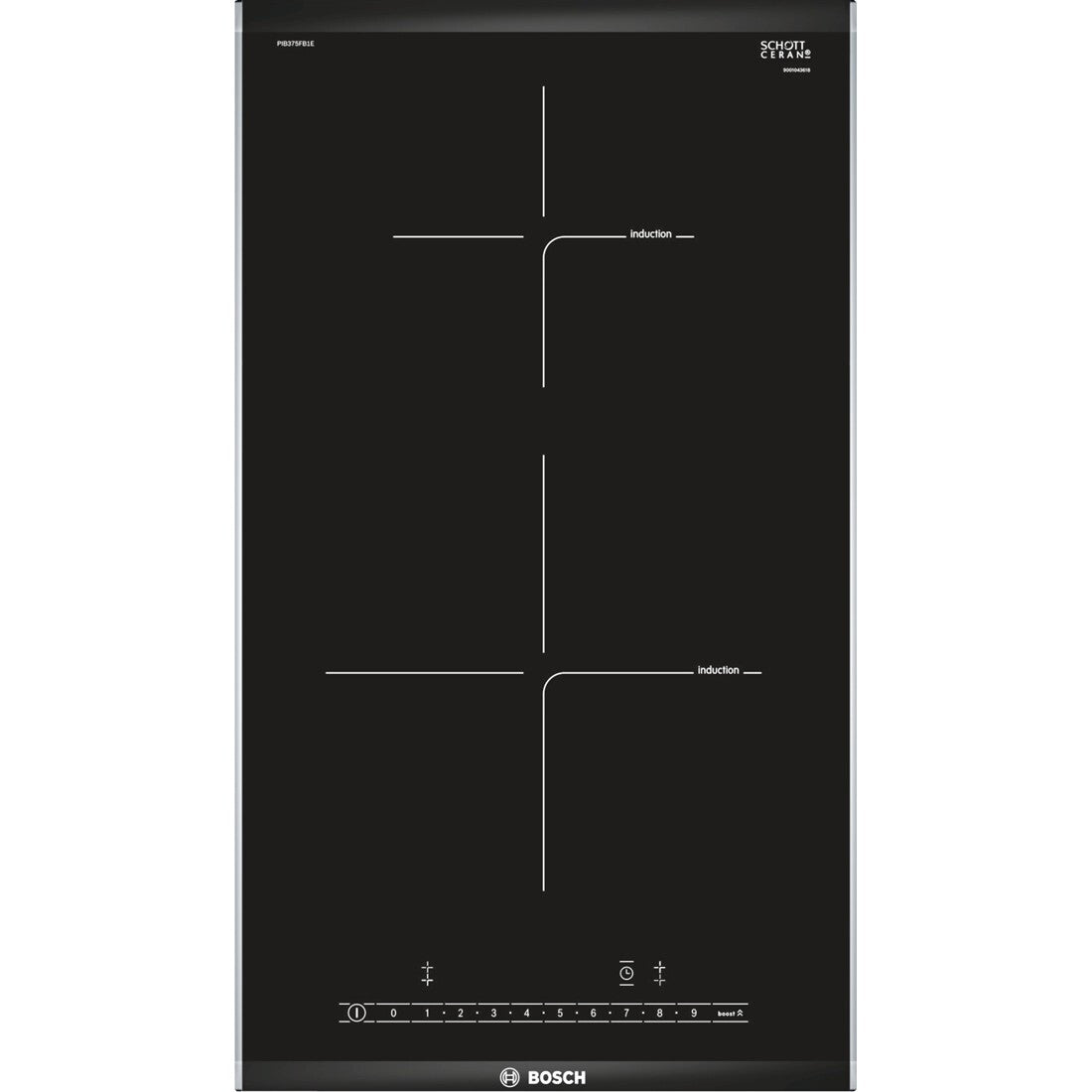 Bosch PIB375FB1E kookplaat Zwart, Roestvrijstaal Ingebouwd Inductiekookplaat zones 2 zone(s)