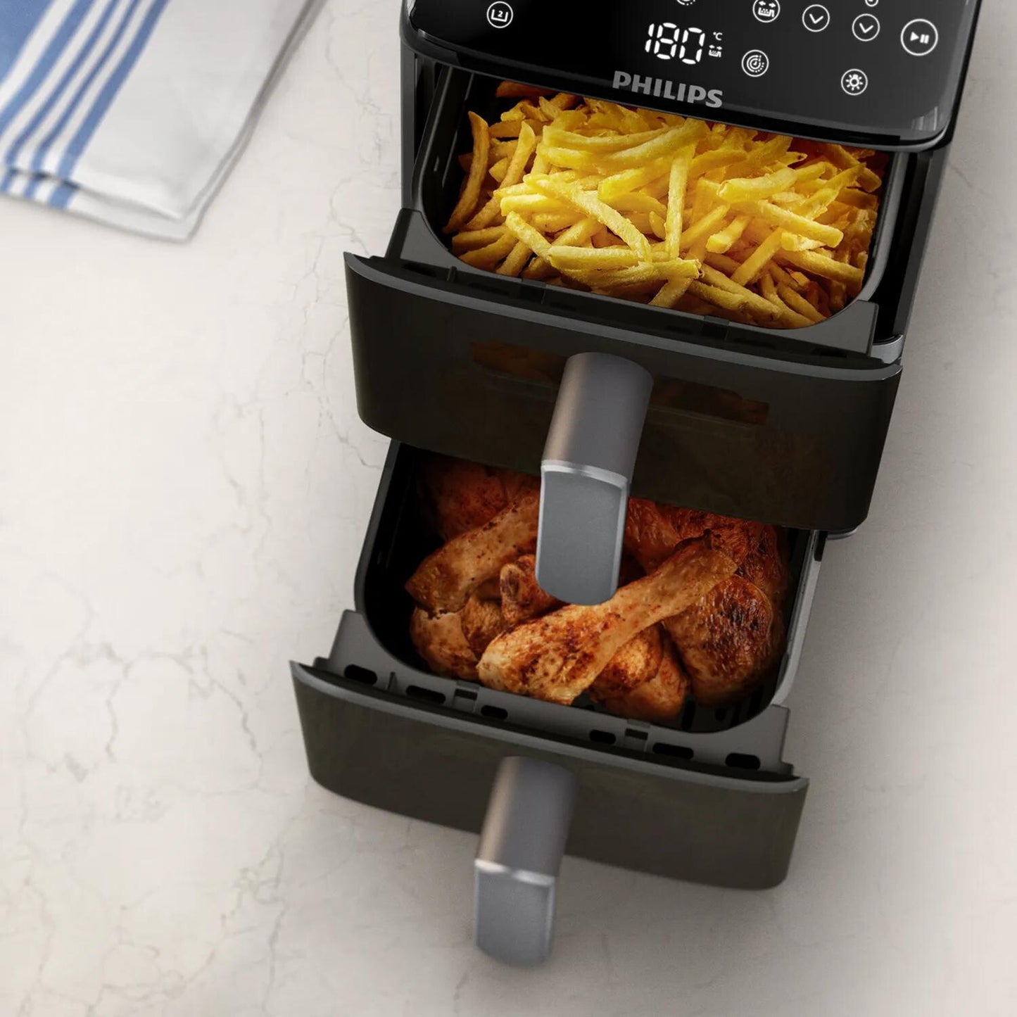 Philips 4000 series Gestapelde Airfryer met twee manden uit de 4000-serie