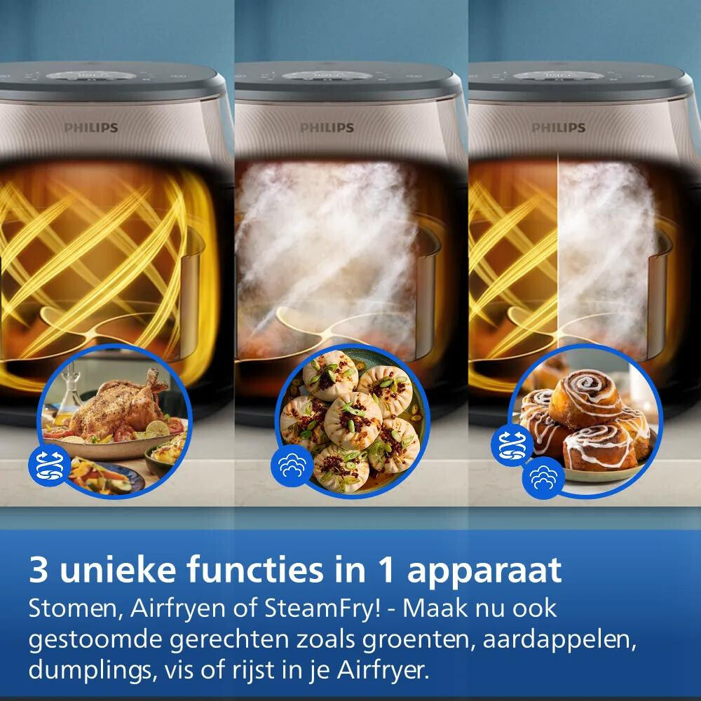 Philips 5000 series Novaplus Airfryer 5000-serie met Stoomfunctie en uitschuifbare rail 7,2 l
