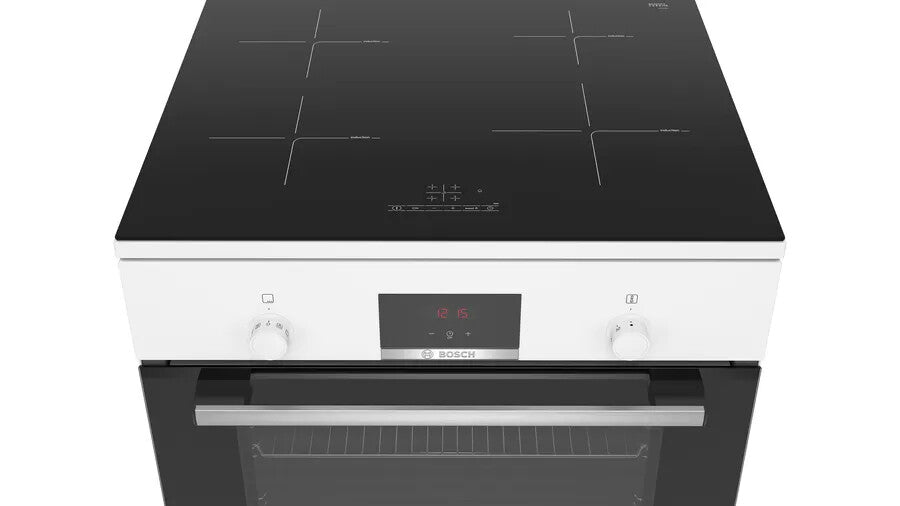 Bosch Serie 4 HLR390020 fornuis Vrijstaand fornuis Electrisch Inductiekookplaat zones Wit