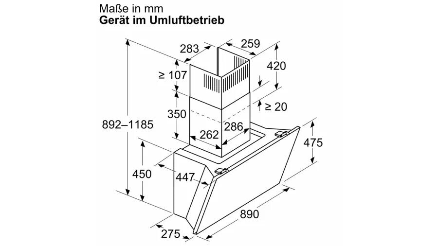 Bosch Serie 8 DWK91LT60 afzuigkap Muurmontage Zwart 441 m³/uur