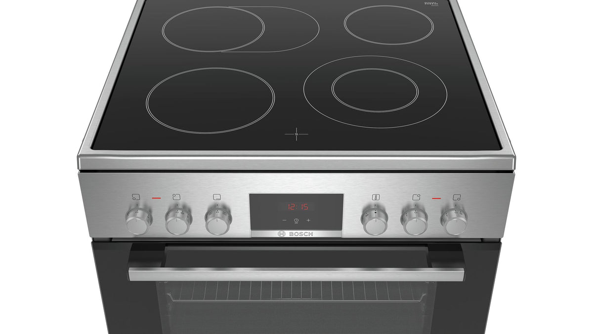 Bosch Serie 4 HKR39C250 fornuis Vrijstaand fornuis Electrisch Keramisch Zwart, Grijs