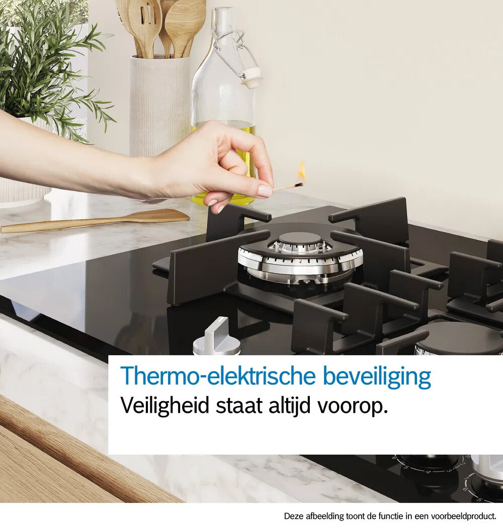 Bosch Serie 4 PGH6B5K90N kookplaat Roestvrijstaal Ingebouwd 60 cm Gaskookplaat 4 zone(s)