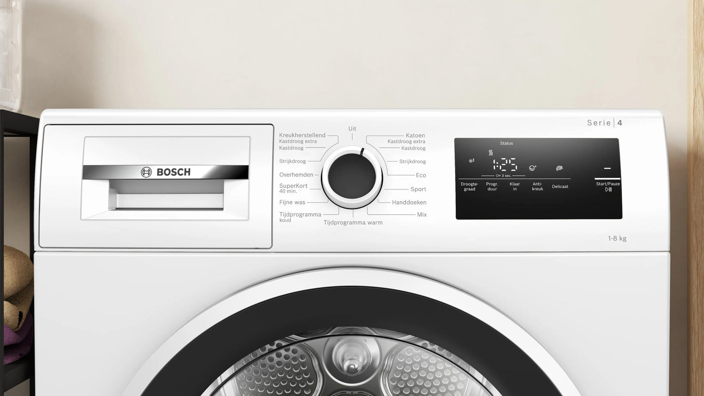Bosch Serie 4 WTH8520LNL wasdroger Vrijstaand Voorlader 8 kg Wit