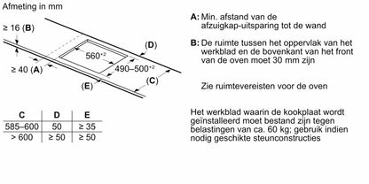 Bosch PVQ61CHB1E kookplaat Zwart Ingebouwd 59.2 cm Inductiekookplaat zones 4 zone(s)