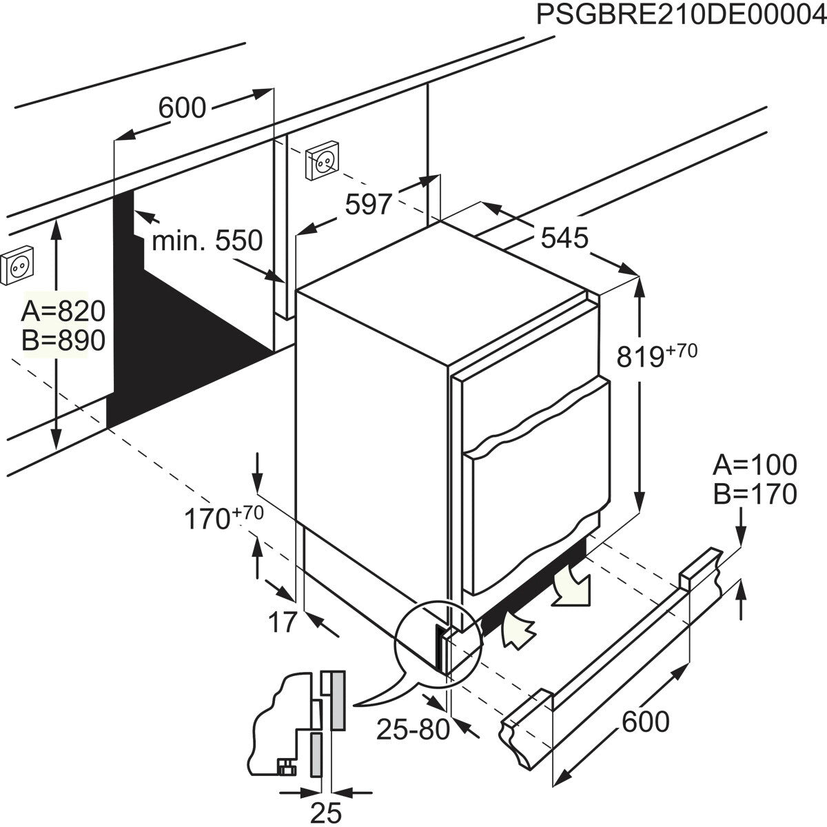 AEG OAB6I82EF Vrieskast Ingebouwd 95 l Wit
