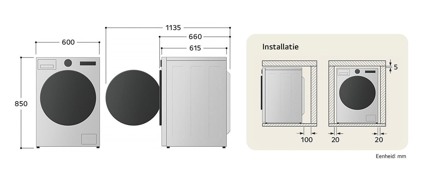 LG F4WR9513S2W wasmachine Voorlader 13 kg 1360 RPM Wit