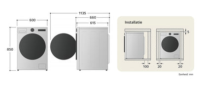 LG F4WR9513S2W wasmachine Voorlader 13 kg 1360 RPM Wit