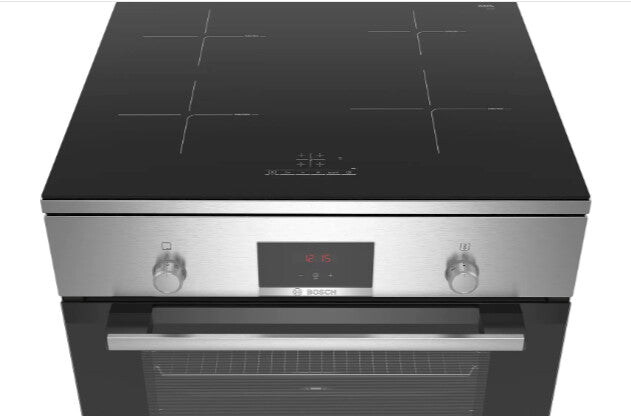 Bosch Serie 4 HLN39A050U fornuis Vrijstaand fornuis Electrisch Inductiekookplaat zones Zwart, Grijs