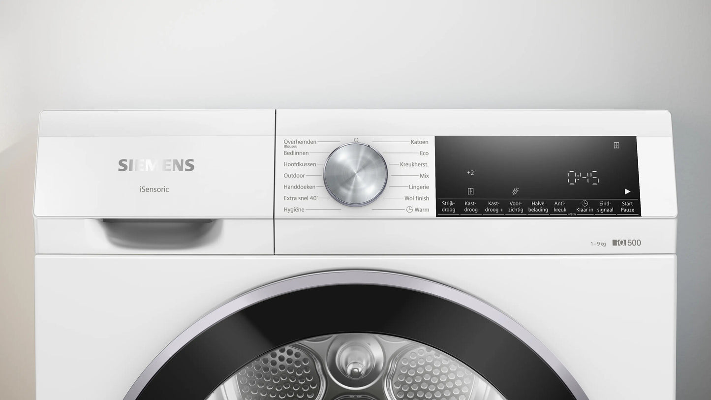 Siemens iQ500 WQ43G1DANL wasdroger Vrijstaand Voorlader 9 kg Wit
