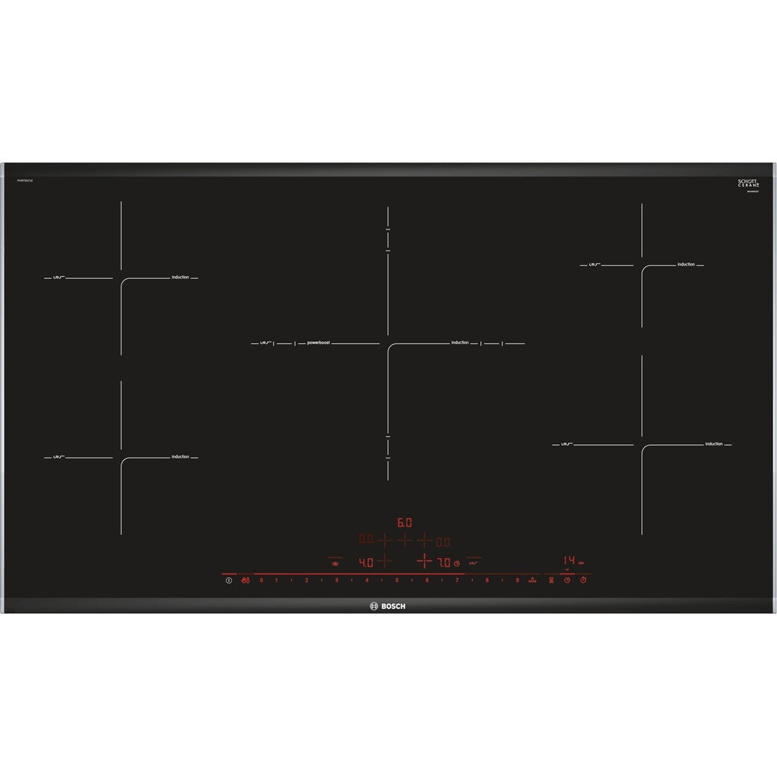 Bosch PIV975DC1E kookplaat Zwart Ingebouwd 90 cm Inductiekookplaat zones 5 zone(s)