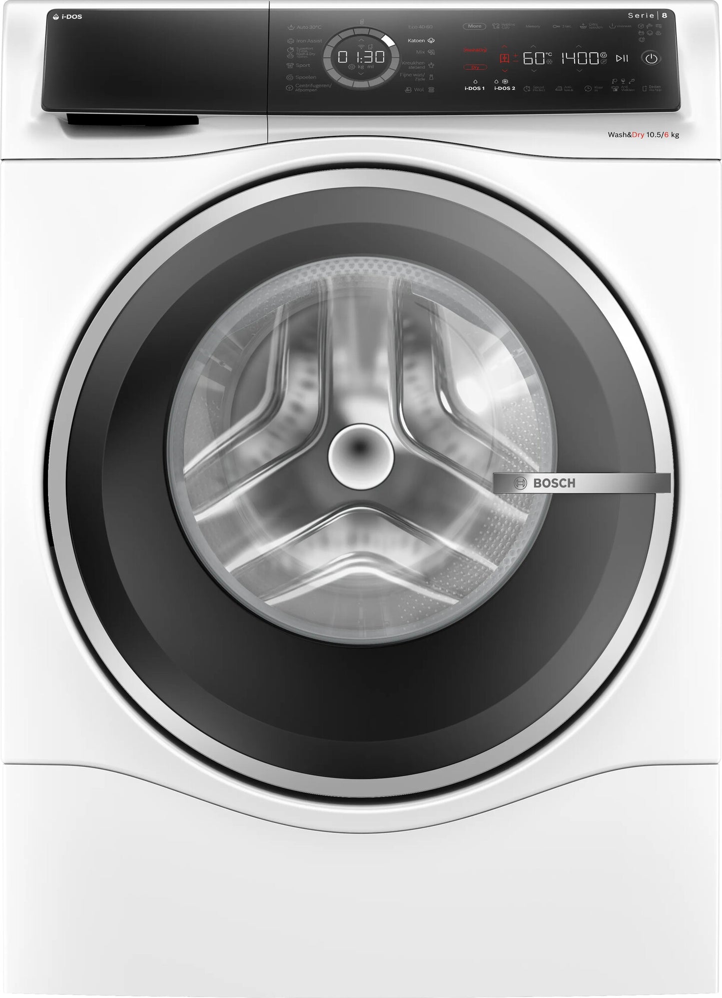 Bosch Serie 8 WNC254A0NL Was-droogcombinatie Vrijstaand Voorlader Zwart, Wit