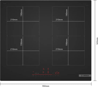Bosch PVQ61CHB1E kookplaat Zwart Ingebouwd 59.2 cm Inductiekookplaat zones 4 zone(s)