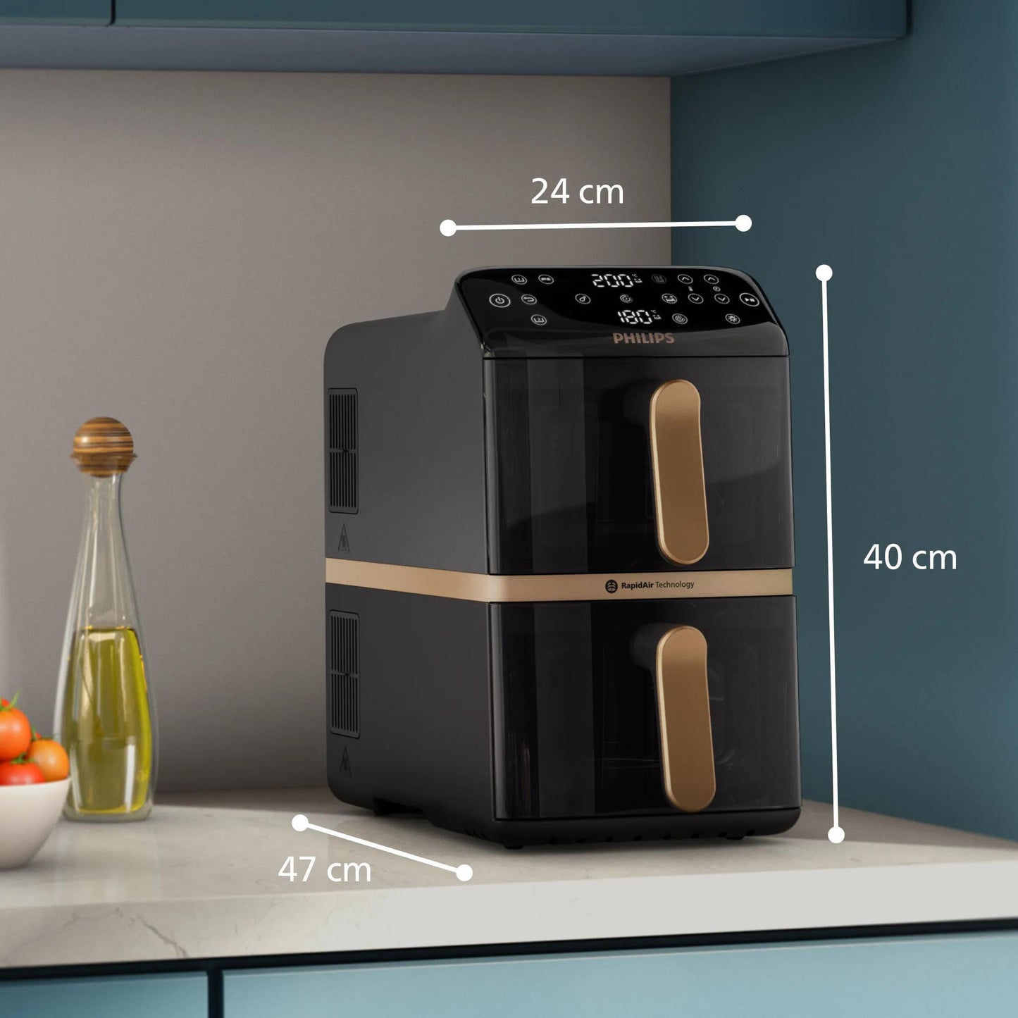 Philips 4000 series Gestapelde Airfryer met twee manden uit de 4000-serie