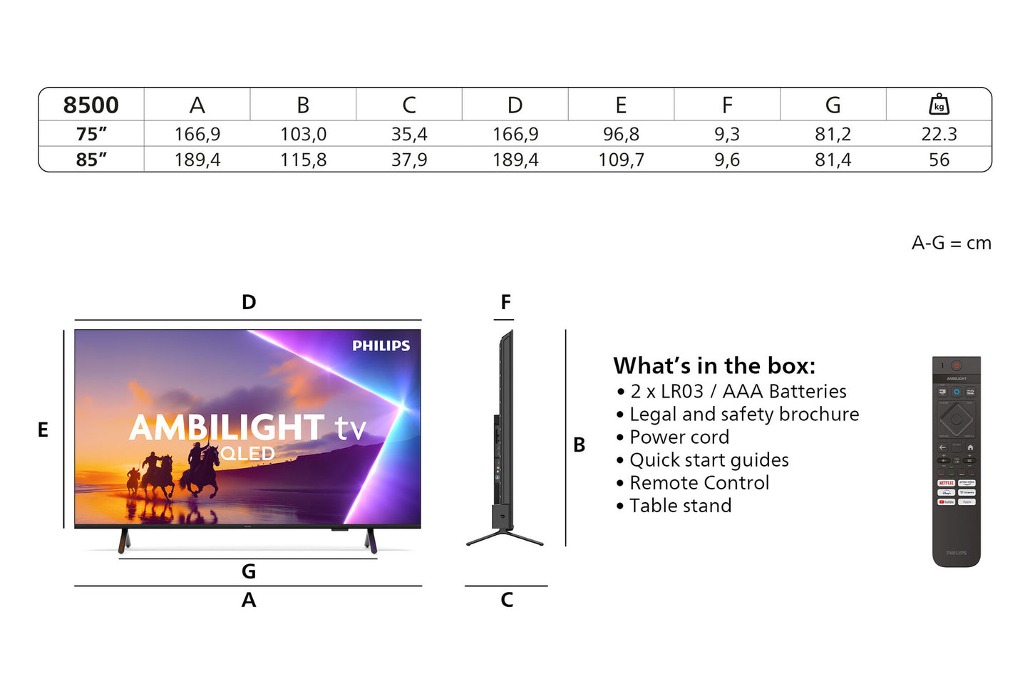 Philips 8500 series 75PUS850012 190,5 cm (75") 4K Ultra HD Smart TV Wifi Zwart