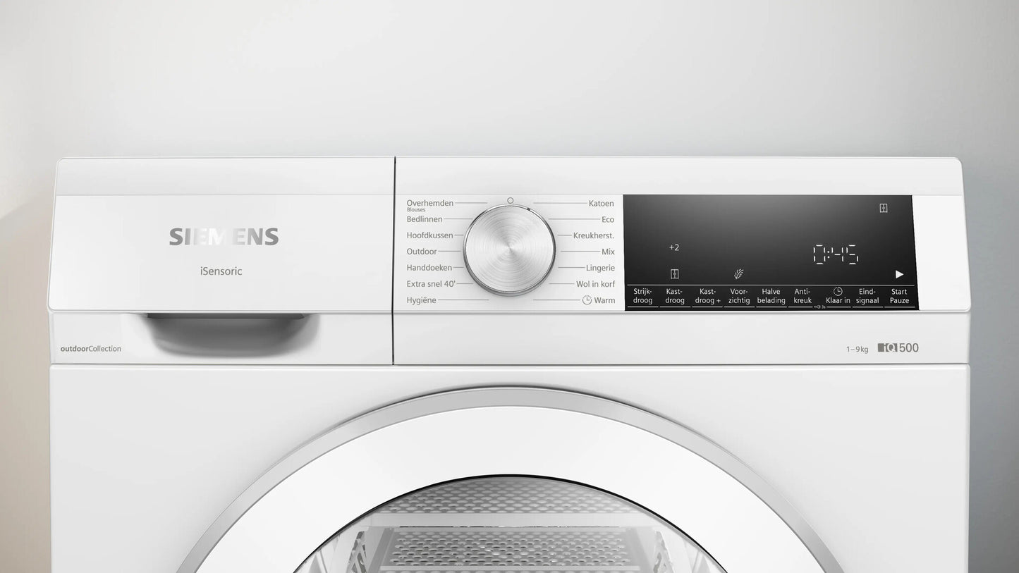 Siemens iQ500 WQ43G1DENL wasdroger Vrijstaand Voorlader 9 kg Wit
