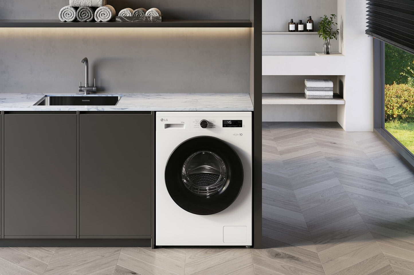 LG W4X1085NWB Was-droogcombinatie Vrijstaand Voorlader Wit