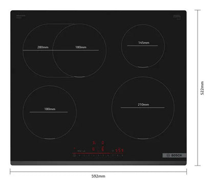 Bosch Serie 6 PIF631HB1E kookplaat Zwart Ingebouwd 60 cm Inductiekookplaat zones 4 zone(s)