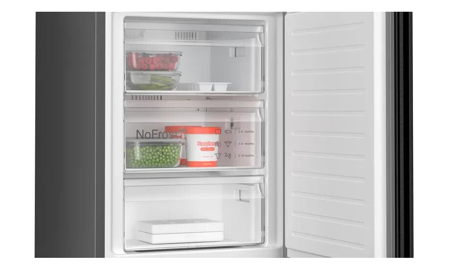 Bosch Serie 4 KGN39EXCF koel-vriescombinatie Vrijstaand 363 l Zwart, Roestvrijstaal