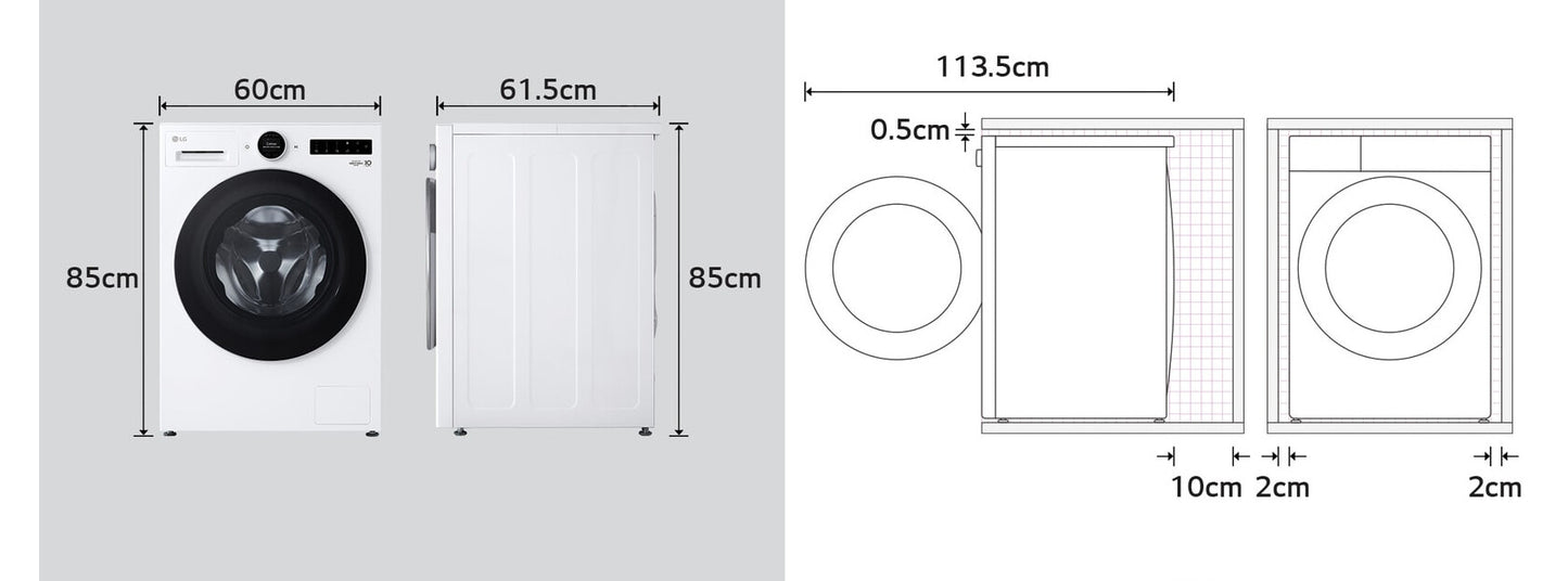 LG F4WX851Y wasmachine Voorlader 11 kg 1360 RPM Wit