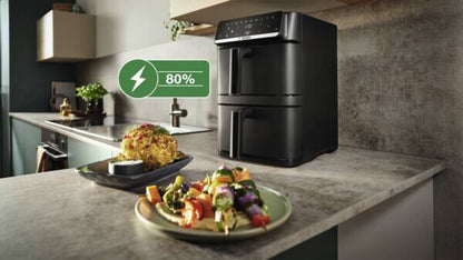 Bosch Serie 6 MAFD661B7 friteuse Dubbel 12 l Vrijstaand 2800 W Heteluchtfriteuse Zwart