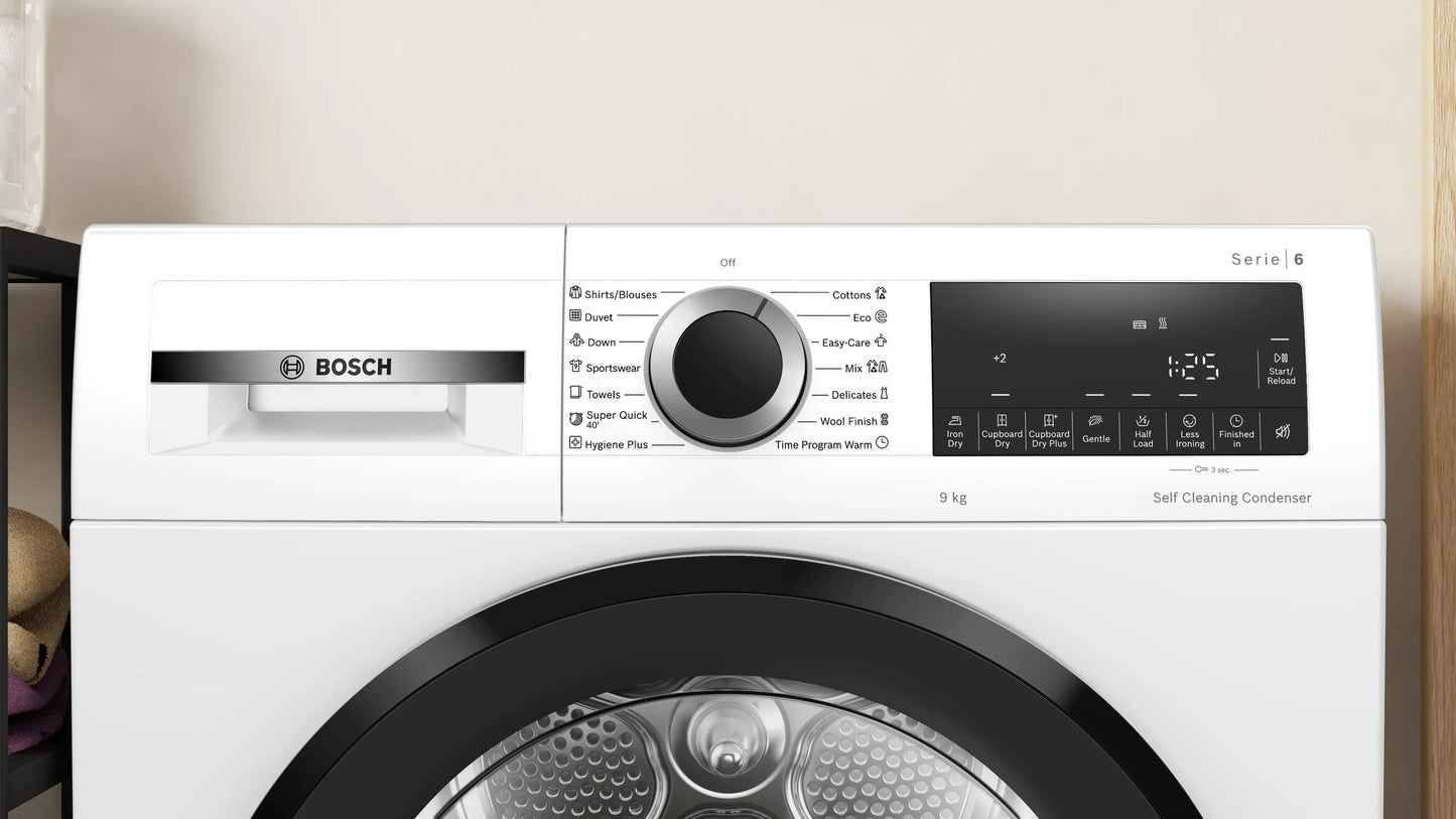 Bosch Serie 6 WQG143DANL wasdroger Vrijstaand Voorlader 9 kg Wit
