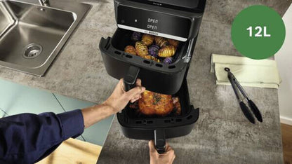 Bosch Serie 6 MAFD661B7 friteuse Dubbel 12 l Vrijstaand 2800 W Heteluchtfriteuse Zwart