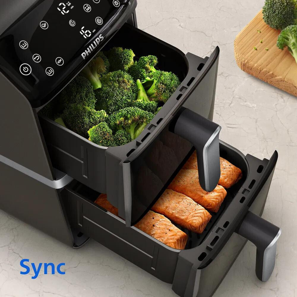 Philips 4000 series Gestapelde Airfryer met twee manden uit de 4000-serie