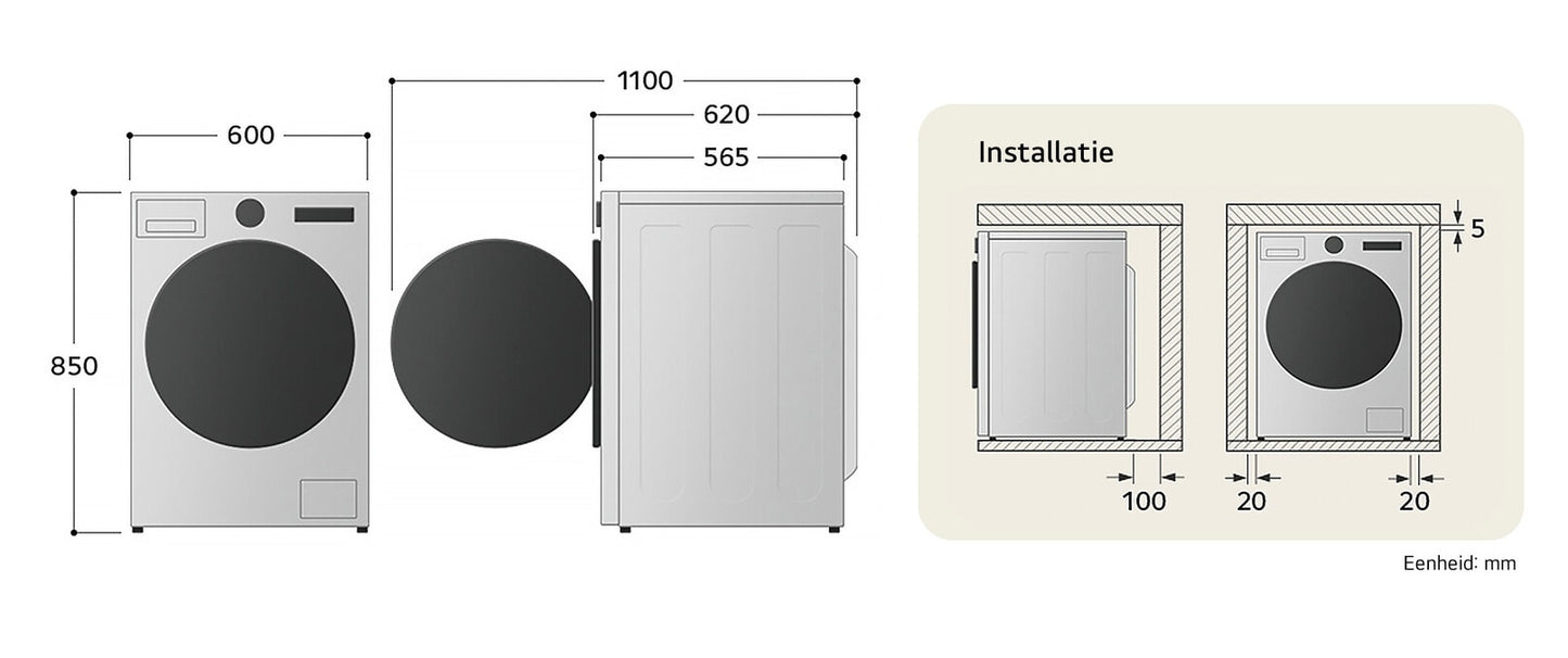 LG F4WR7011SYB wasmachine Voorlader 11 kg 1350 RPM Antraciet