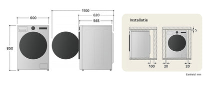 LG F4WR7011SYB wasmachine Voorlader 11 kg 1350 RPM Antraciet