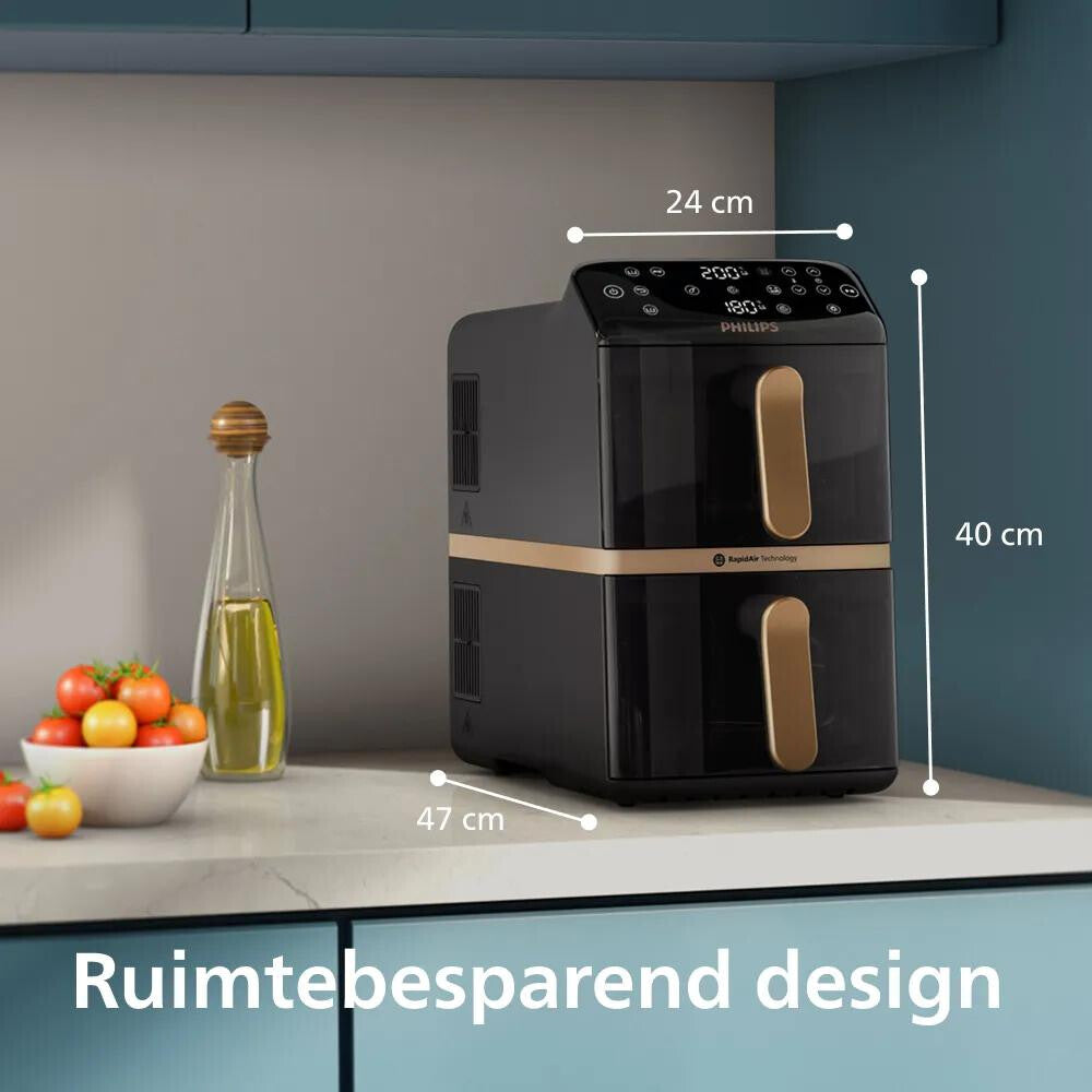 Philips 4000 series Gestapelde Airfryer met twee manden uit de 4000-serie