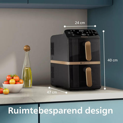 Philips 4000 series Gestapelde Airfryer met twee manden uit de 4000-serie