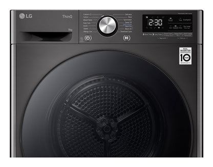 LG RH90V9ZVEN wasdroger Vrijstaand Voorlader 9 kg Zwart
