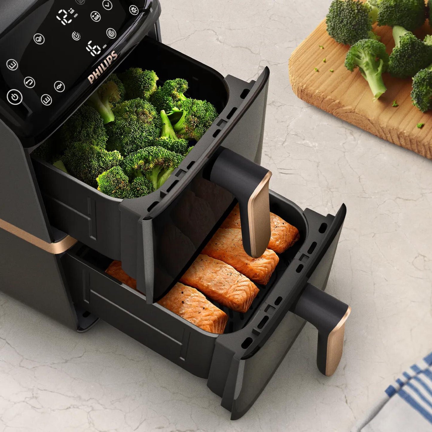 Philips 4000 series Gestapelde Airfryer met twee manden uit de 4000-serie