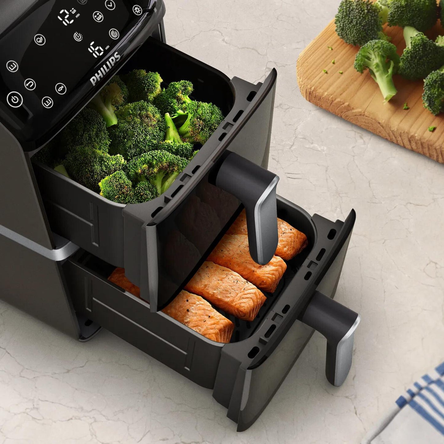Philips 4000 series Gestapelde Airfryer met twee manden uit de 4000-serie